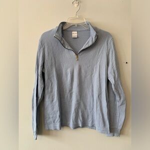 blue ribbed quarter zip sweatshirt